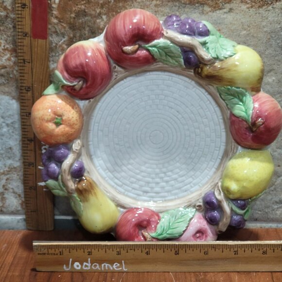 Vintage Fitz and Floyd Fruit Fair Pillar Candle Holder Base Underplate - Picture 10 of 11